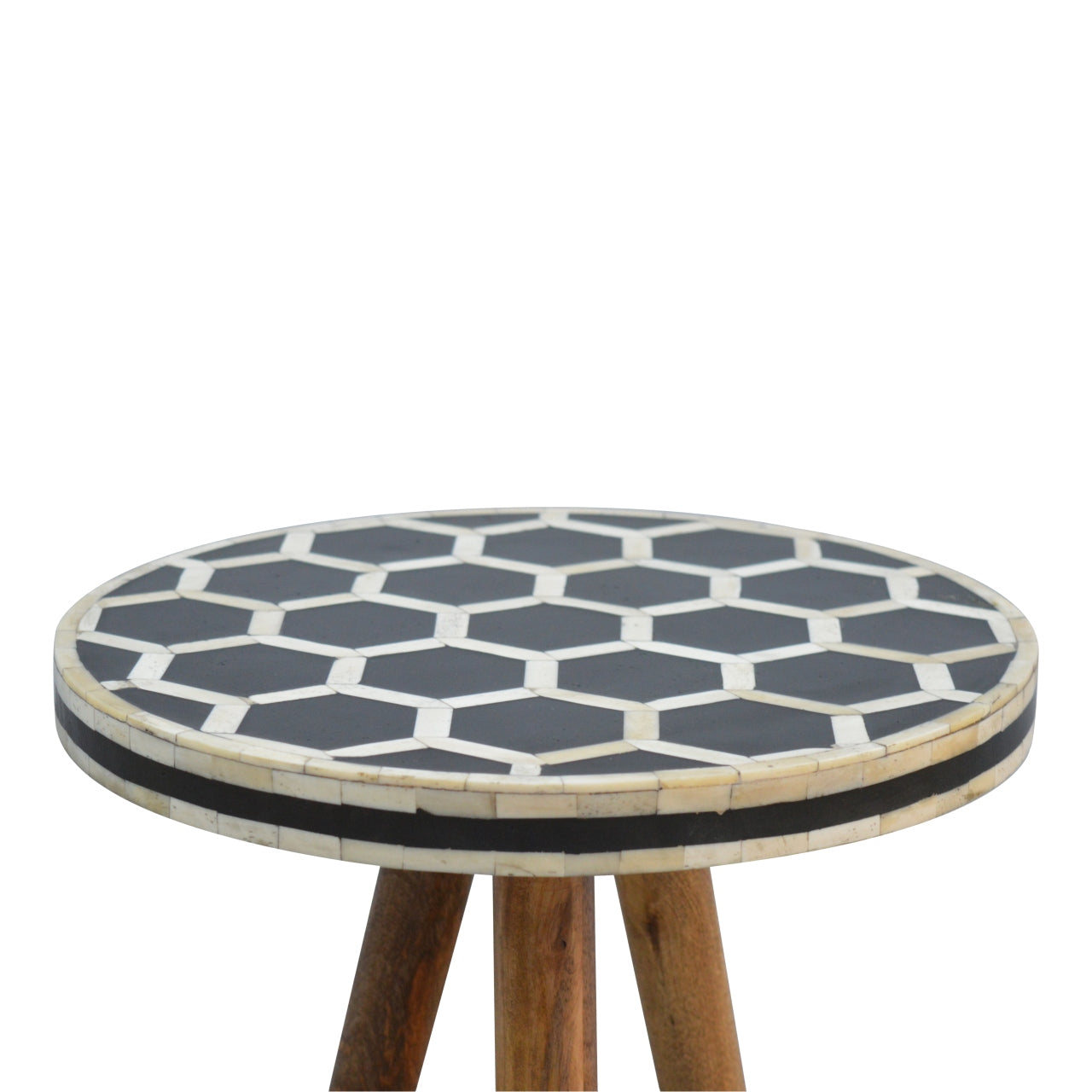 Bone Inlay Tripod Round End Table