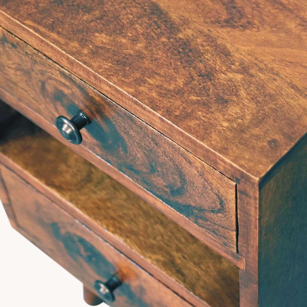 Classic Side Table Nightstand 2 Drawer and Open Slot