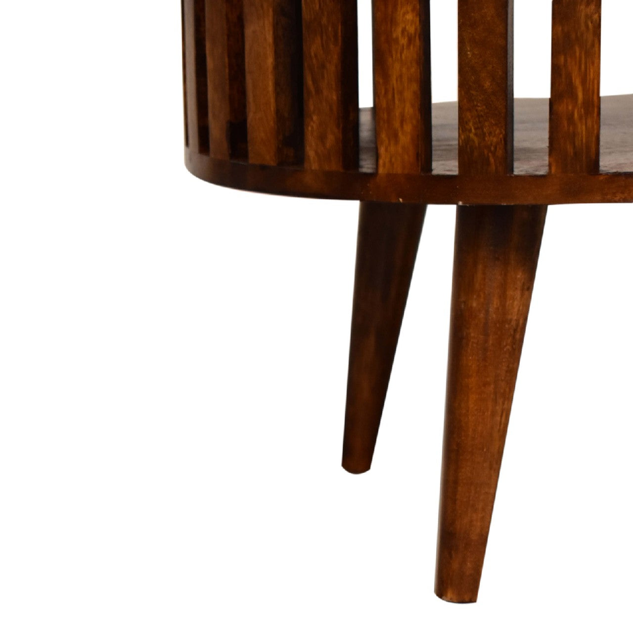 Oval Coffee Table with Shelf | Ariella - Chestnut Finish
