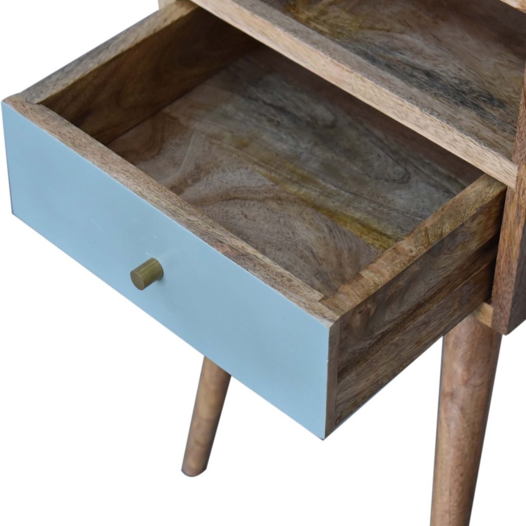 Small Nightstand with Duck Egg Drawer | Oak Finish