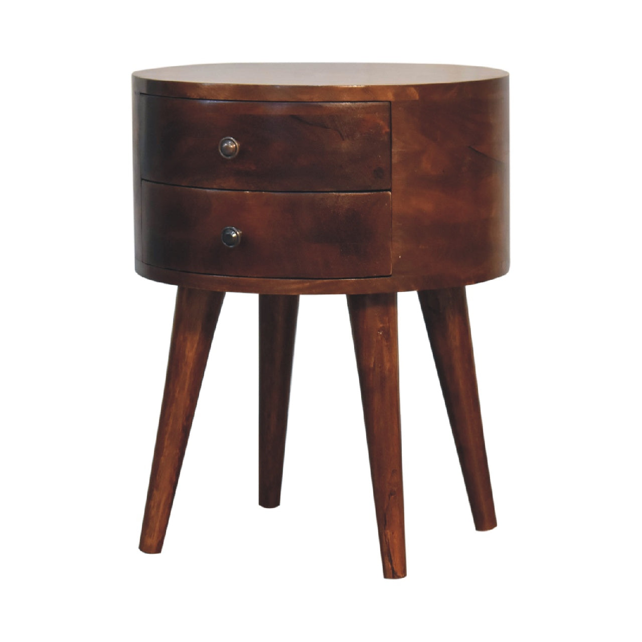 Odyssey Round Bedside Table | Chestnut Finish