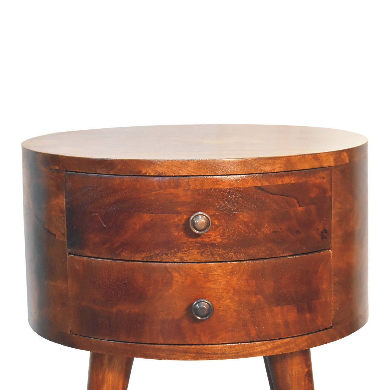 Odyssey Round Bedside Table | Chestnut Finish