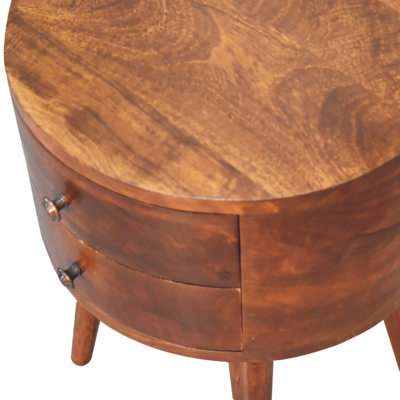 Odyssey Round Bedside Table | Chestnut Finish