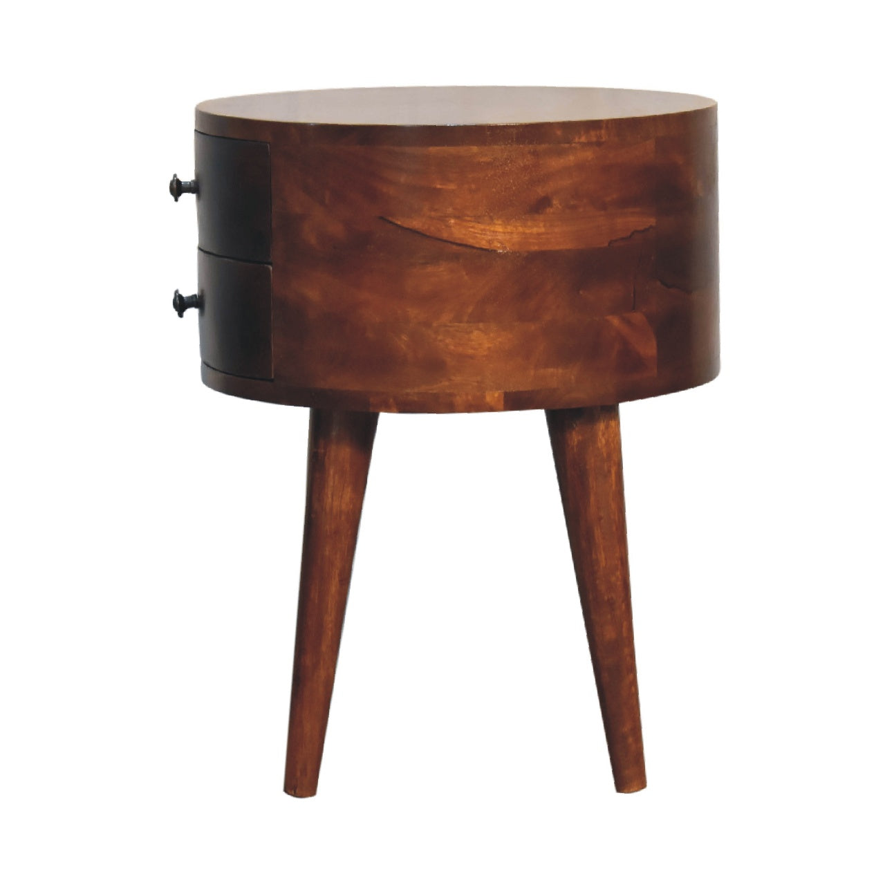Odyssey Round Bedside Table | Chestnut Finish