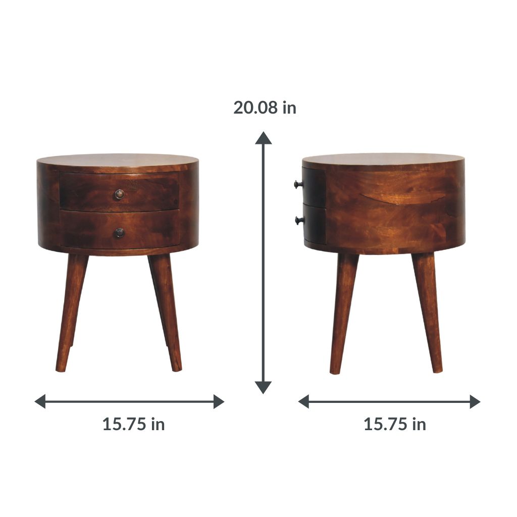 Odyssey Round Bedside Table | Chestnut Finish