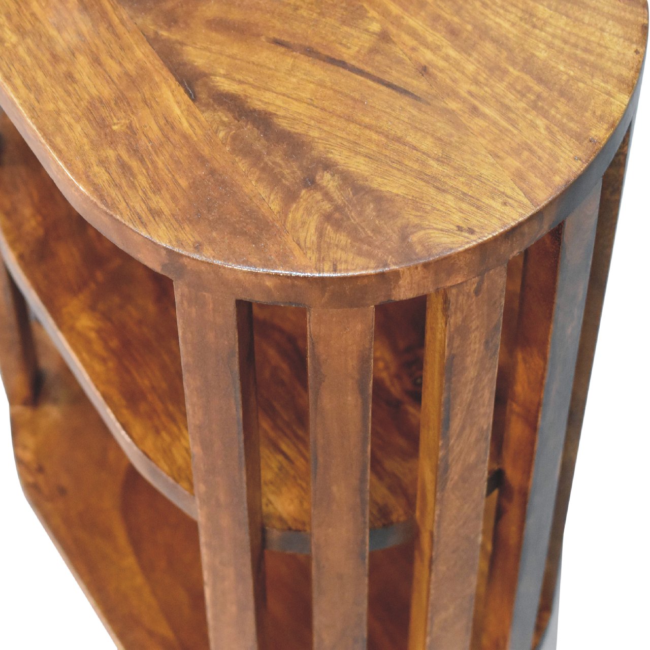 Open Slat Double Shelf Nightstand | Ariella - Chestnut