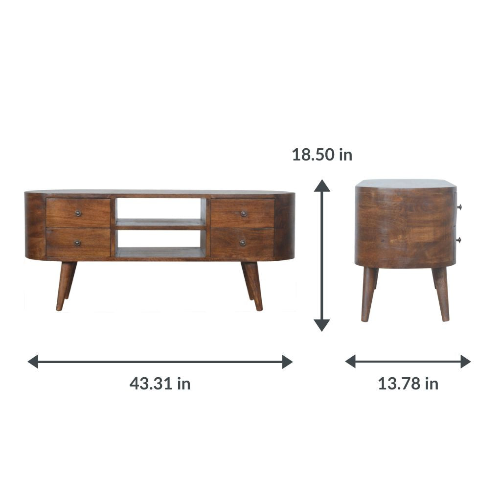 Retro Rounded TV Stand | Chestnut - up to 46"